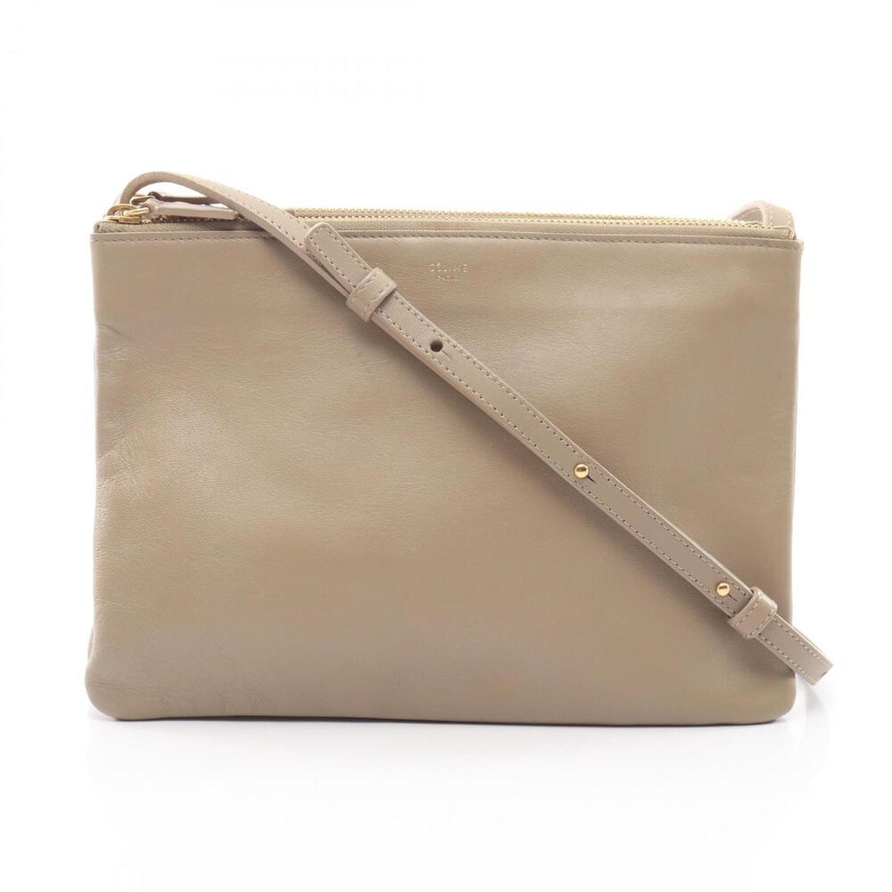 Celine Trio Large Shoulder Bag/Handbag, Leather, Women's, Beige